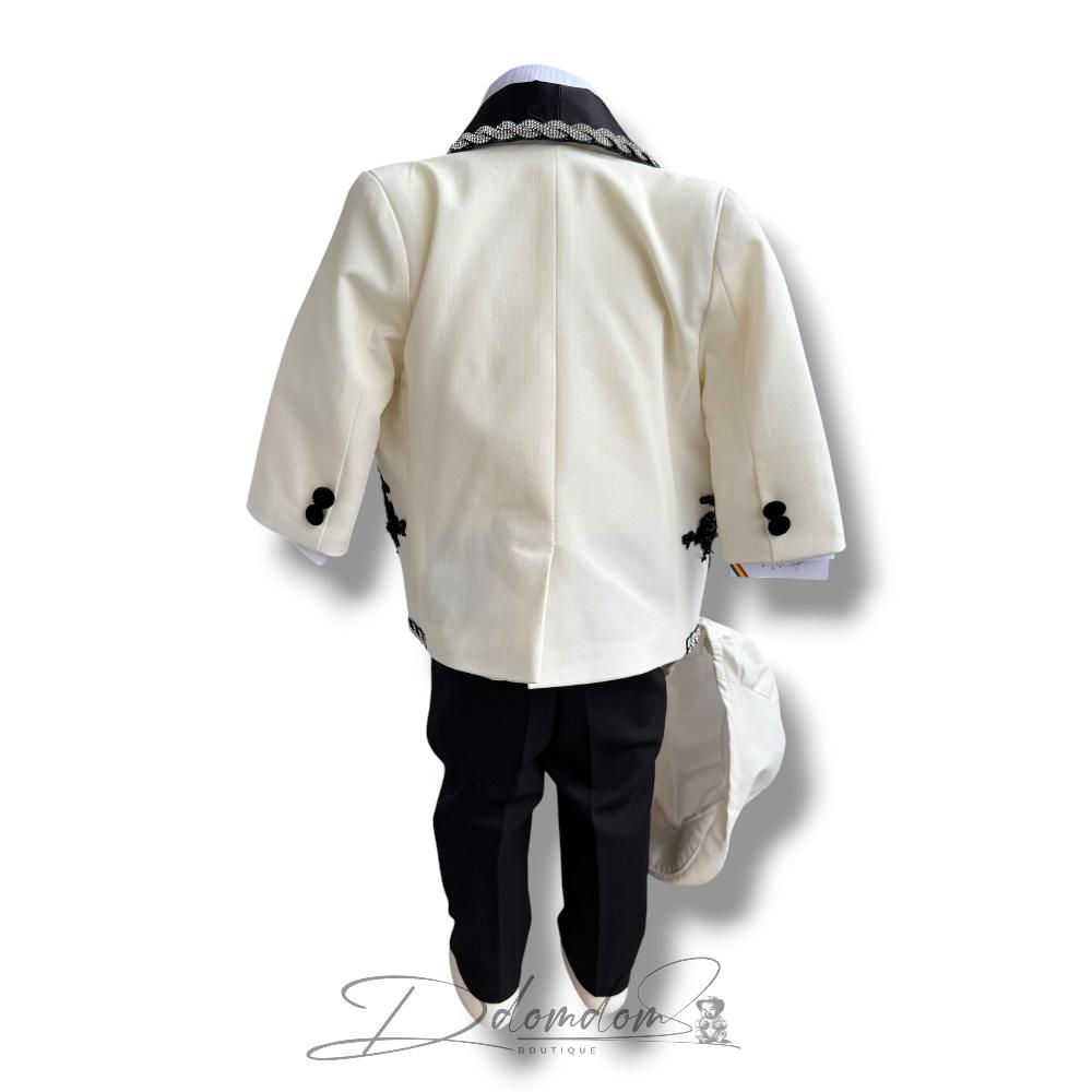 Costum TikTok Ivoire Cu Broderie Neagră - imagine 3