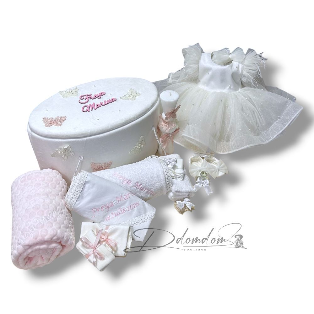 Pachet Complet Botez & Băița De A Doua Zi | 2 Ținute | Trusou Buretat | Lumânare Clepsidră - imagine 2
