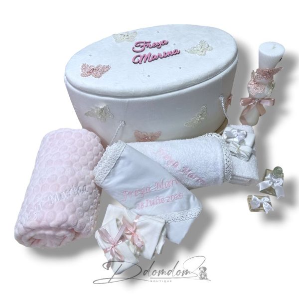 Pachet| Trusou Buretat cu Fluturi Ivoire| Lumânare Clepsidră