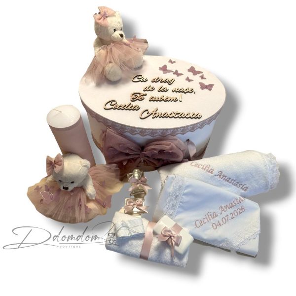 Pachet| Trusou Clasic cu Ursuleț Ivoire| Lumânare Clasică