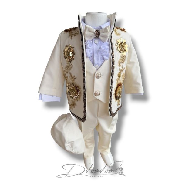 Costum Tunică De Prinț Ivoire Cu Broderie Aurie