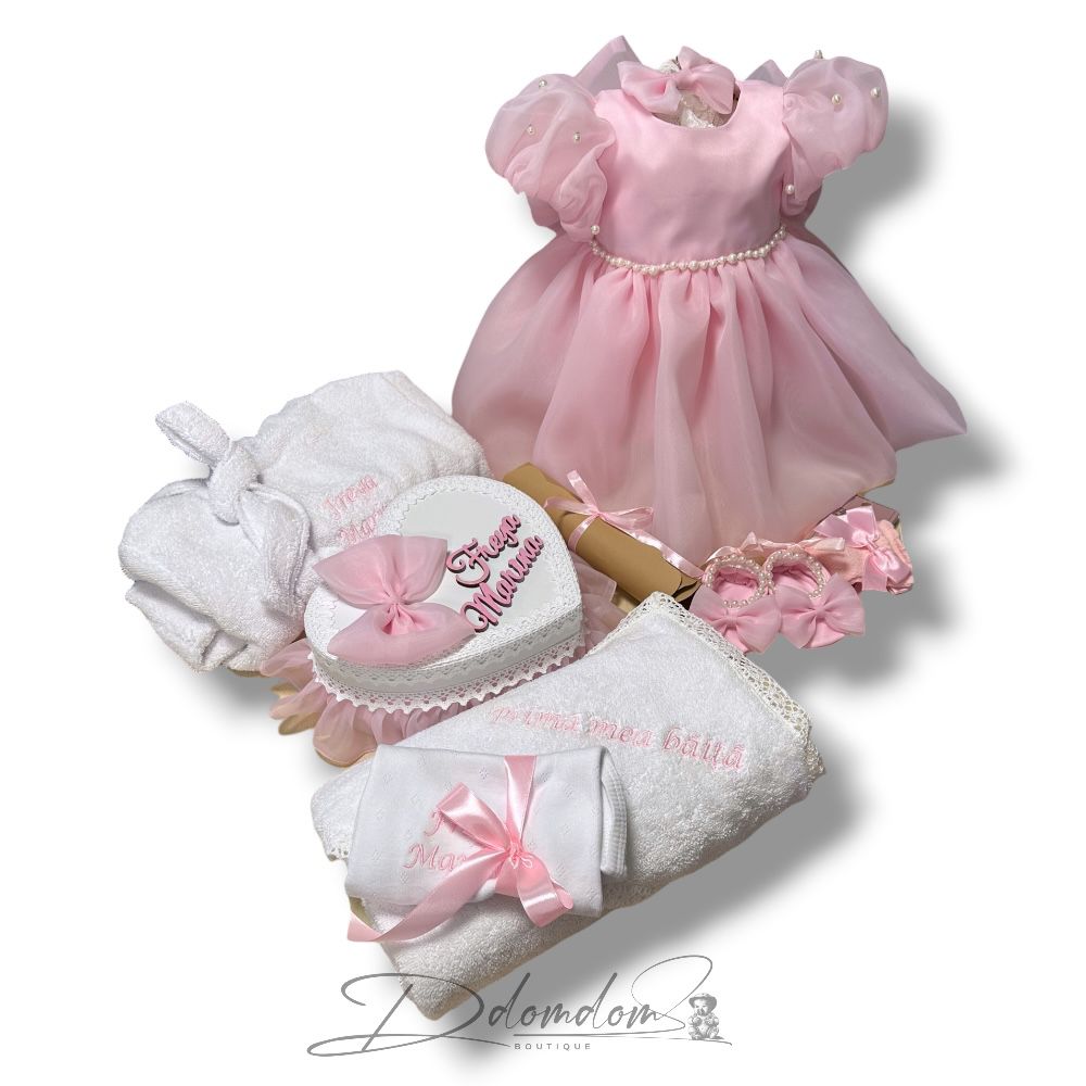 Pachet Complet Botez & Băița De A Doua Zi | 2 Ținute | Trusou Buretat | Lumânare Clepsidră - imagine 3