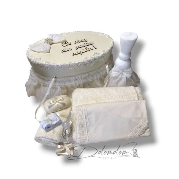 Pachet| Trusou Clasic Ivoire Cu Fundă|Lumanare Clepsidră