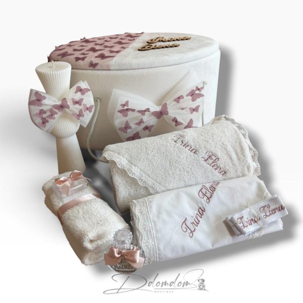 Pachet| Trusou Buretat Ivoire Cu Fluturi | Lumânare Clepsidră